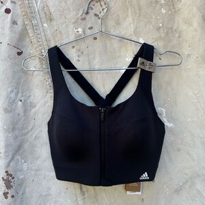 Adidas Women's Zip-Front Black Sports Bra